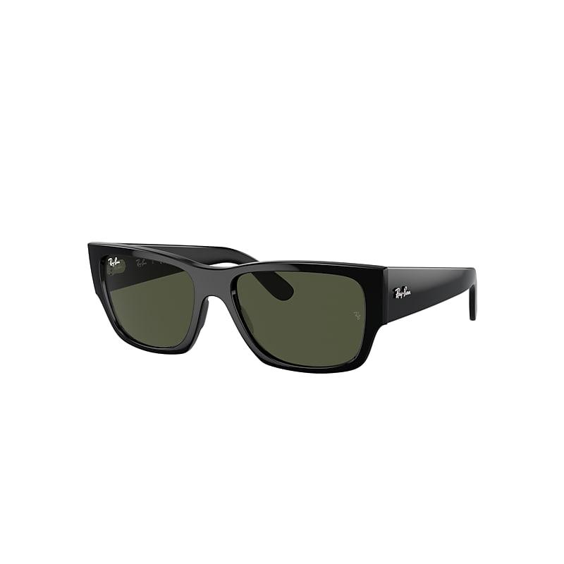 Ray-Ban Carlos Sunglasses Black Frame Green Lenses by RAY-BAN