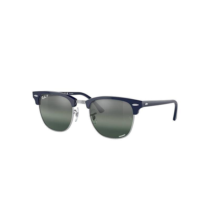 Ray-Ban Clubmaster Chromance Sunglasses Blue Frame Silver Lenses Polarized by RAY-BAN