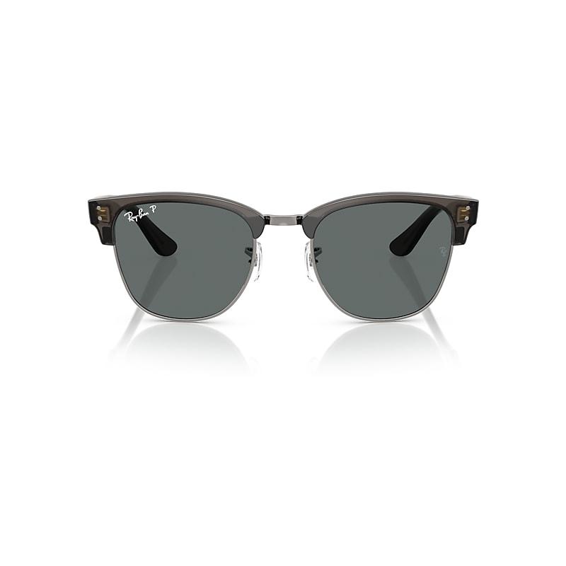 Ray-Ban Clubmaster Reverse Sunglasses Transparent Dark Grey On Gunmetal Frame Grey Lenses Polarized by RAY-BAN