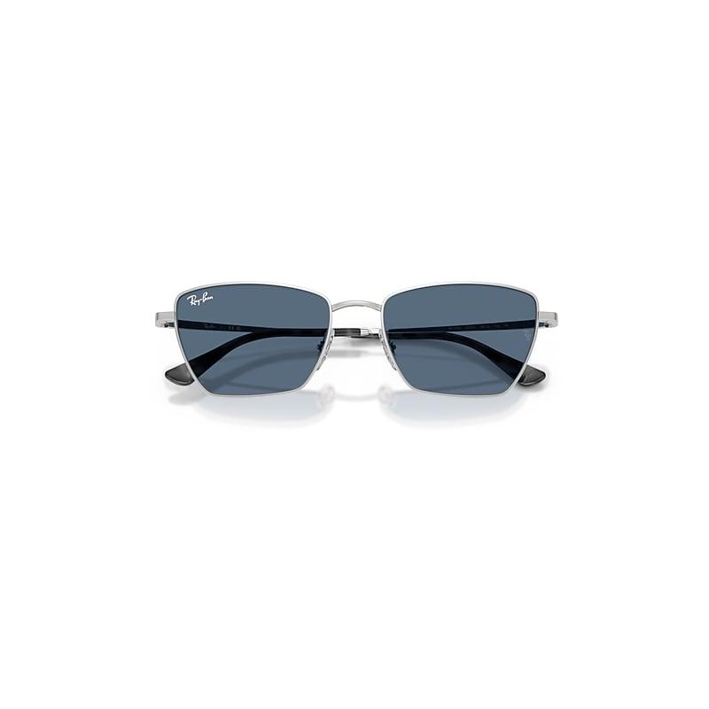 Ray-Ban Drea Bio-based Sunglasses Silver Frame Blue Lenses by RAY-BAN