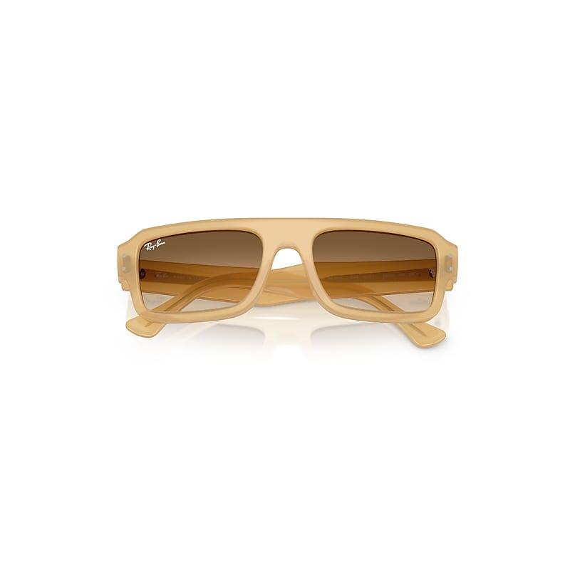 Ray-Ban Flacko Bio-based Sunglasses Transparent Beige Frame Brown Lenses by RAY-BAN