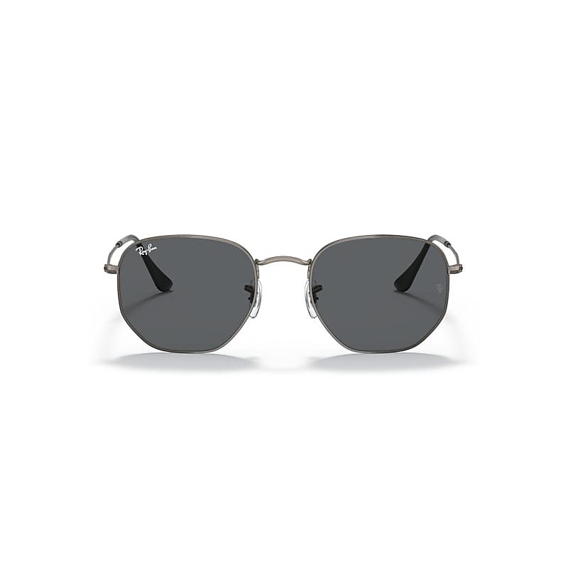 Ray-Ban Hexagonal Reloaded Sunglasses Antique Gunmetal Frame Grey Lenses by RAY-BAN
