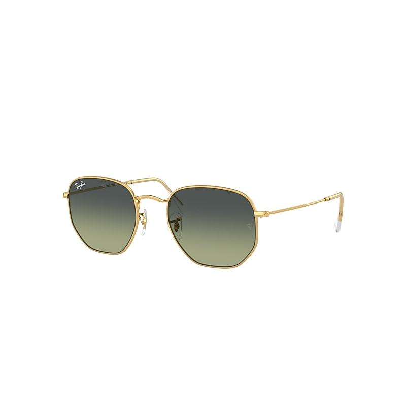 Ray-Ban Hexagonal Sunglasses Arista Gold Frame Green Lenses by RAY-BAN