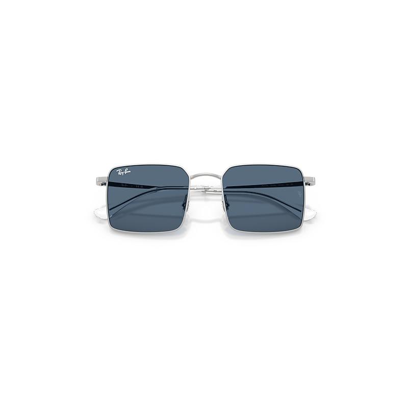 Ray-Ban Idan Bio-based Sunglasses Silver Frame Blue Lenses by RAY-BAN