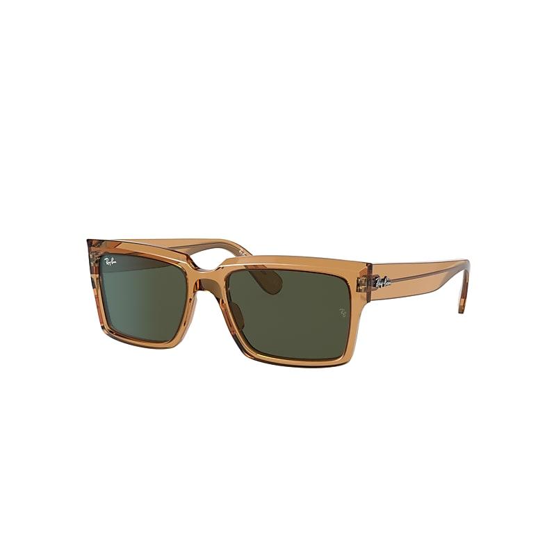 Ray-Ban Inverness @collection Sunglasses Transparent Light Brown Frame Green Lenses by RAY-BAN