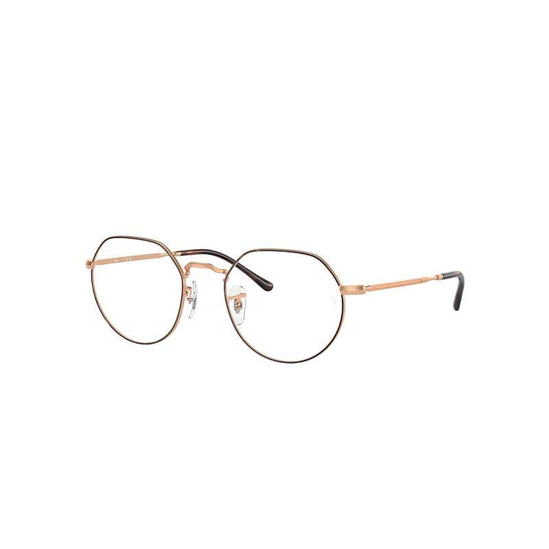 Ray-Ban Jack Optics Eyeglasses Rose Gold Frame Clear Lenses Polarized by RAY-BAN