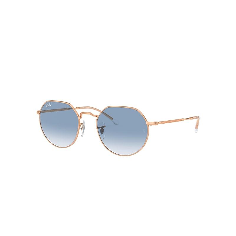 Ray-Ban Jack Sunglasses Rose Gold Frame Blue Lenses by RAY-BAN