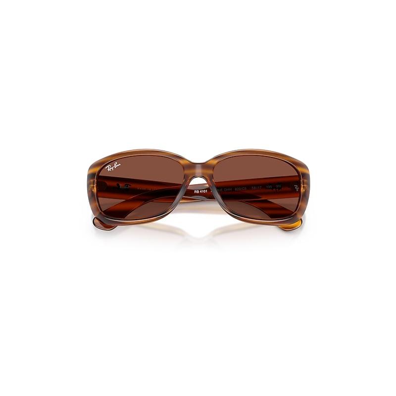 Ray-Ban Jackie Ohh Sunglasses Striped Red Havana Frame Red Lenses by RAY-BAN