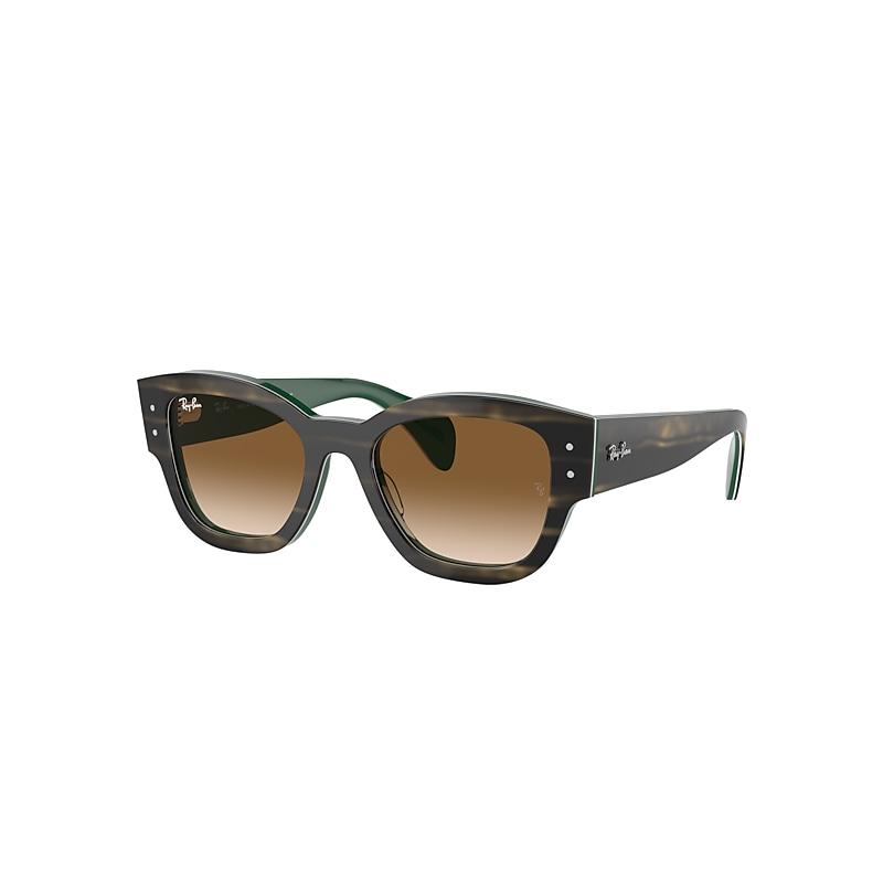 Ray-Ban Jorge Sunglasses Striped Green On Green Frame Brown Lenses by RAY-BAN