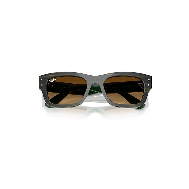 Ray-Ban Joseph Sunglasses Striped Green On Green Frame Brown Lenses by RAY-BAN