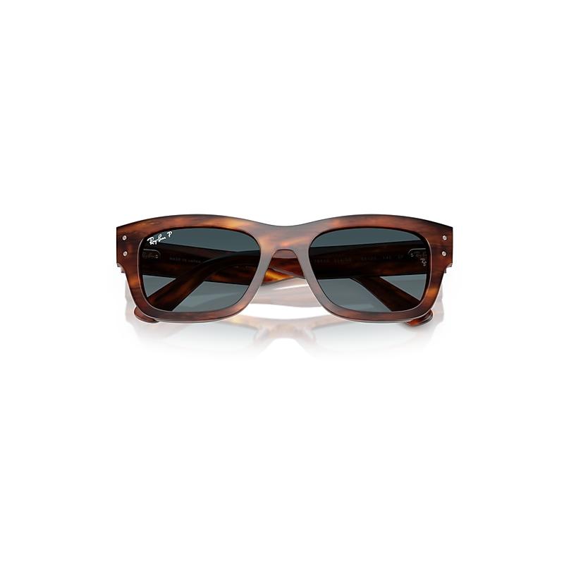 Ray-Ban Joseph Sunglasses Striped Havana Frame Blue Lenses Polarized by RAY-BAN