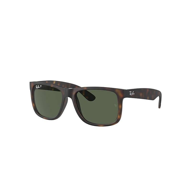 Ray-Ban Justin Classic Sunglasses Havana Frame Green Lenses Polarized by RAY-BAN