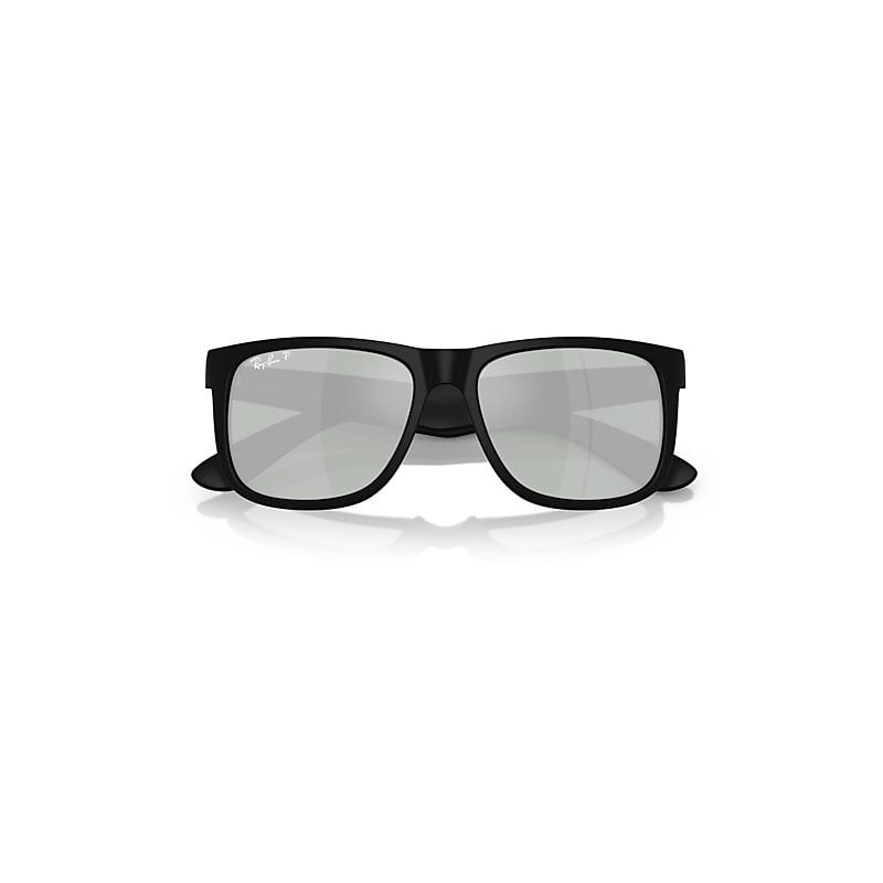Ray-Ban Justin Classic Sunglasses Rubber Black Frame Silver Lenses Polarized by RAY-BAN Ray-Ban Justin Classic Sunglasses Rubber Black Frame Silver Lenses Polarized by RAY-BAN