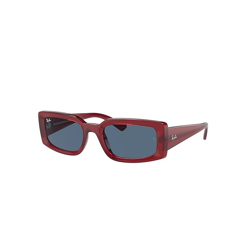 Ray-Ban Kiliane Bio-based Limited Sunglasses Transparent Red Frame Blue Lenses by RAY-BAN