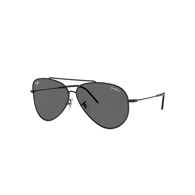 Ray-Ban Lenny Kravitz X Aviator Reverse Sunglasses Black Frame Grey Lenses by RAY-BAN