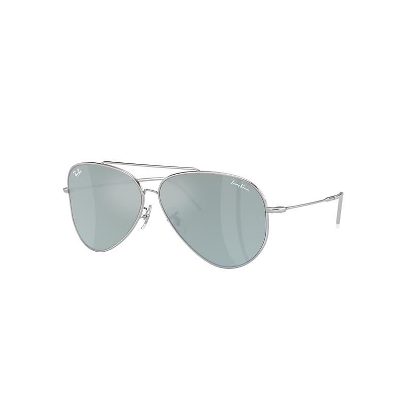 Ray-Ban Lenny Kravitz X Aviator Reverse Sunglasses Silver Frame Silver Lenses by RAY-BAN