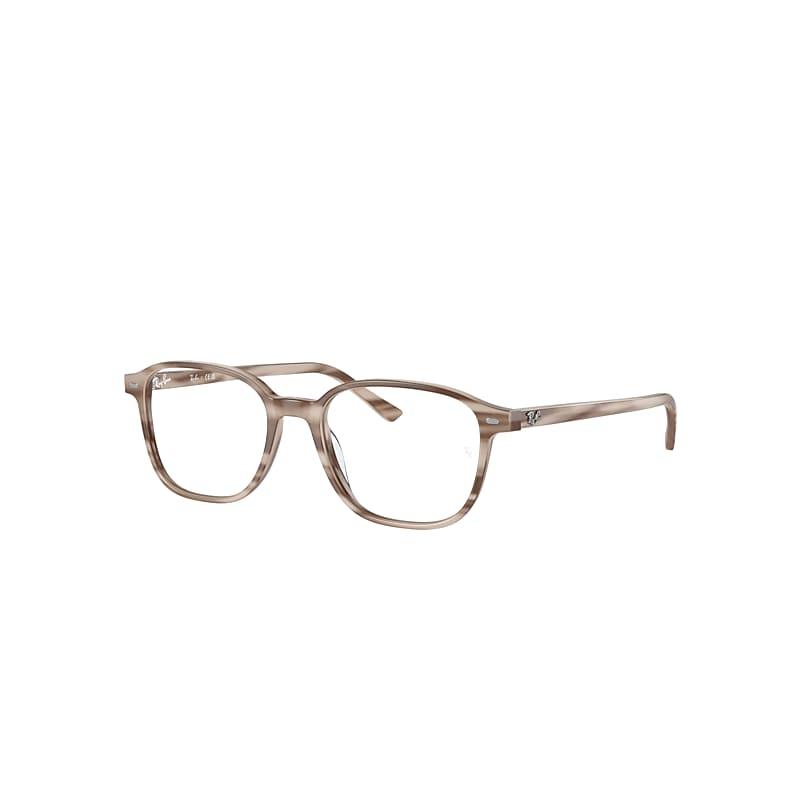 Ray-Ban Leonard Optics Eyeglasses Striped Beige Frame Clear Lenses Polarized by RAY-BAN