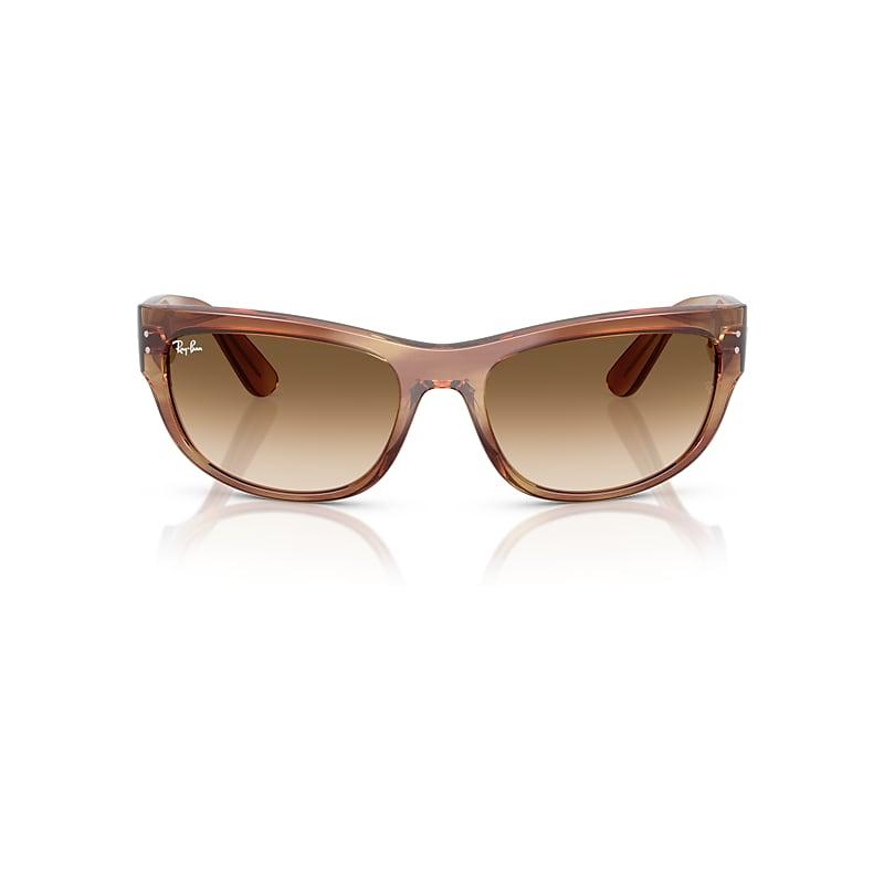 Ray-Ban Mega Balorama Sunglasses Striped Brown Frame Brown Lenses by RAY-BAN