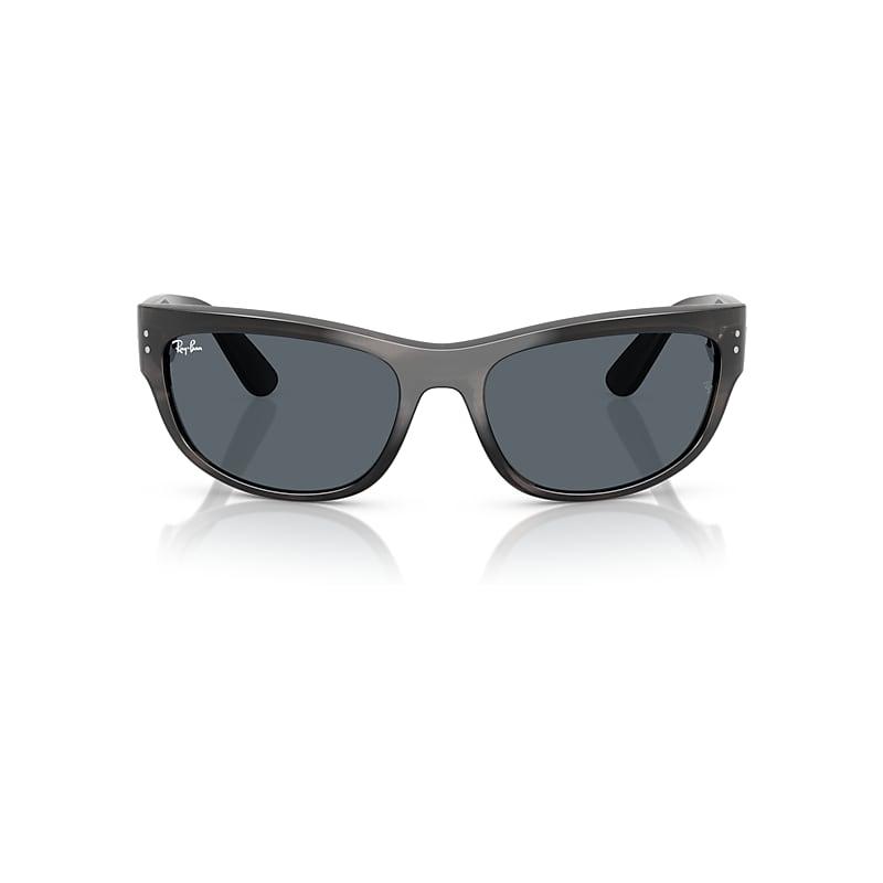 Ray-Ban Mega Balorama Sunglasses Striped Gray Frame Blue Lenses by RAY-BAN