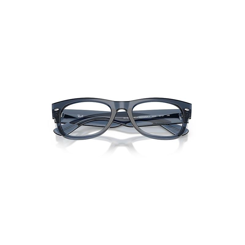Ray-Ban Mega Wayfarer II Optics Eyeglasses Transparent Dark Blue Frame Clear Lenses Polarized by RAY-BAN