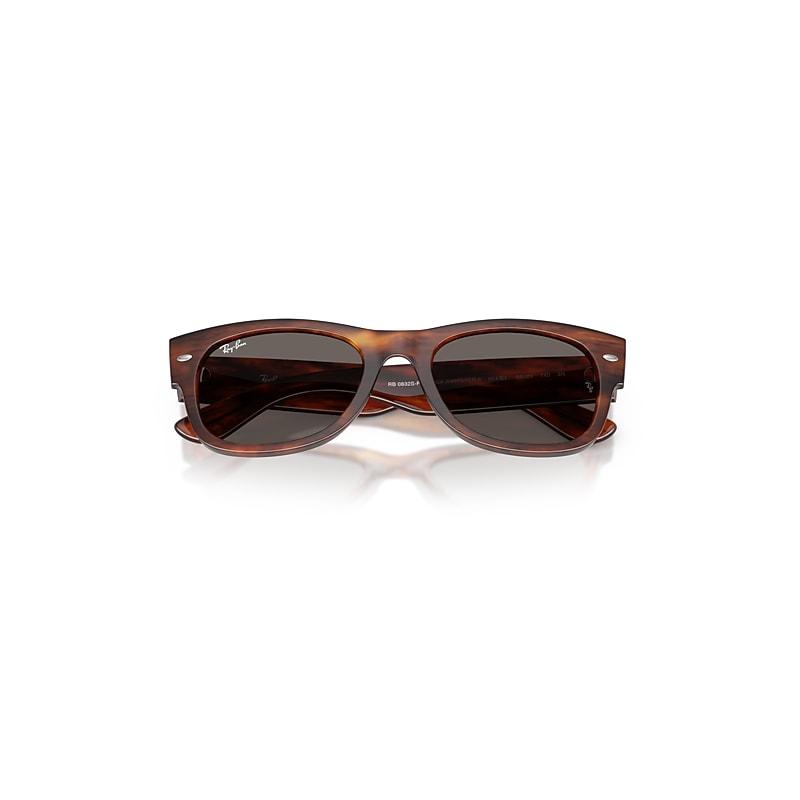 Ray-Ban Mega Wayfarer II Sunglasses Striped Havana Frame Grey Lenses by RAY-BAN
