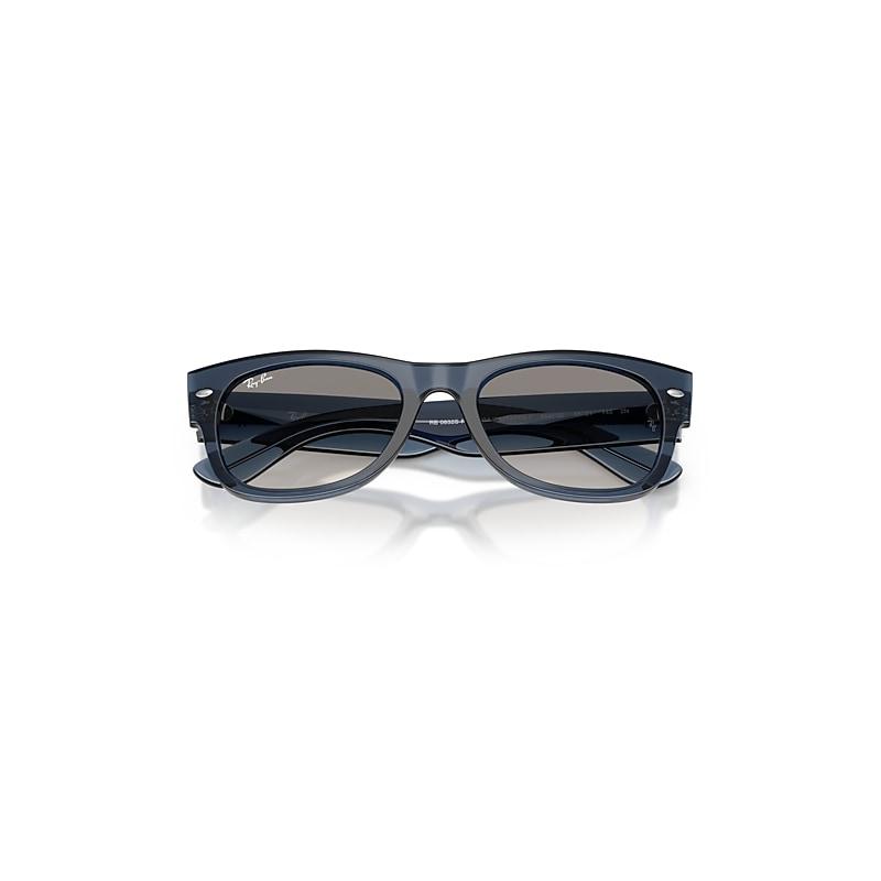 Ray-Ban Mega Wayfarer II Sunglasses Transparent Dark Blue Frame Grey Lenses by RAY-BAN