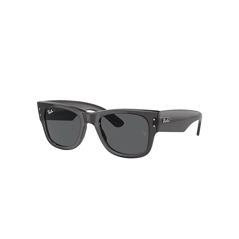 Ray-Ban Mega Wayfarer Sunglasses Transparent Black Frame Grey Lenses by RAY-BAN