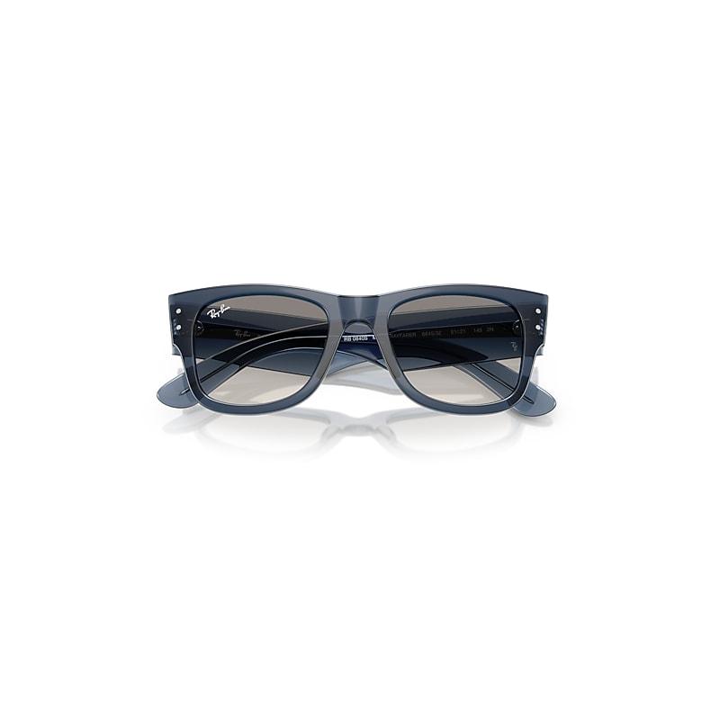 Ray-Ban Mega Wayfarer Sunglasses Transparent Dark Blue Frame Grey Lenses by RAY-BAN