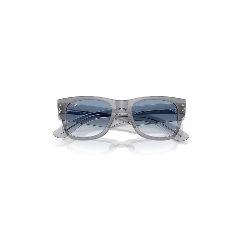Ray-Ban Mega Wayfarer Sunglasses Transparent Grey Frame Blue Lenses by RAY-BAN