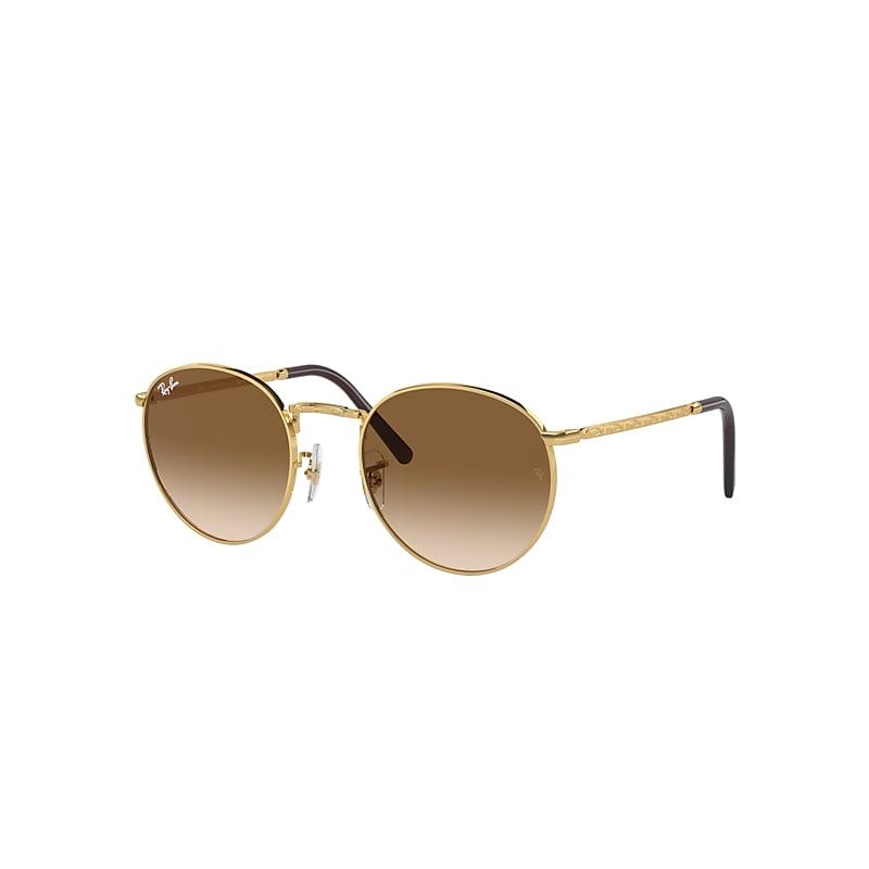 Ray-Ban New Round Sunglasses Arista Gold Frame Brown Lenses by RAY-BAN