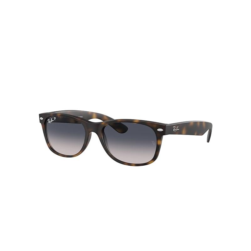Ray-Ban New Wayfarer Classic Sunglasses Havana Frame Blue Lenses Polarized by RAY-BAN