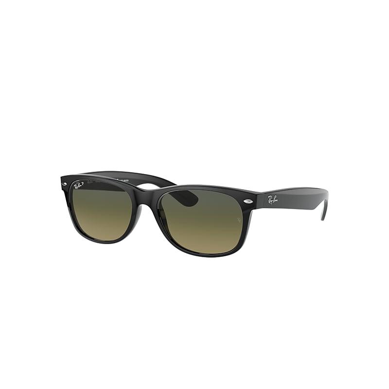 Ray-Ban New Wayfarer @collection Sunglasses Black Frame Blue Lenses Polarized by RAY-BAN