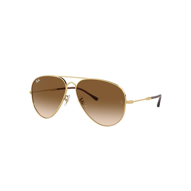 Ray-Ban Old Aviator Sunglasses Arista Gold Frame Brown Lenses by RAY-BAN