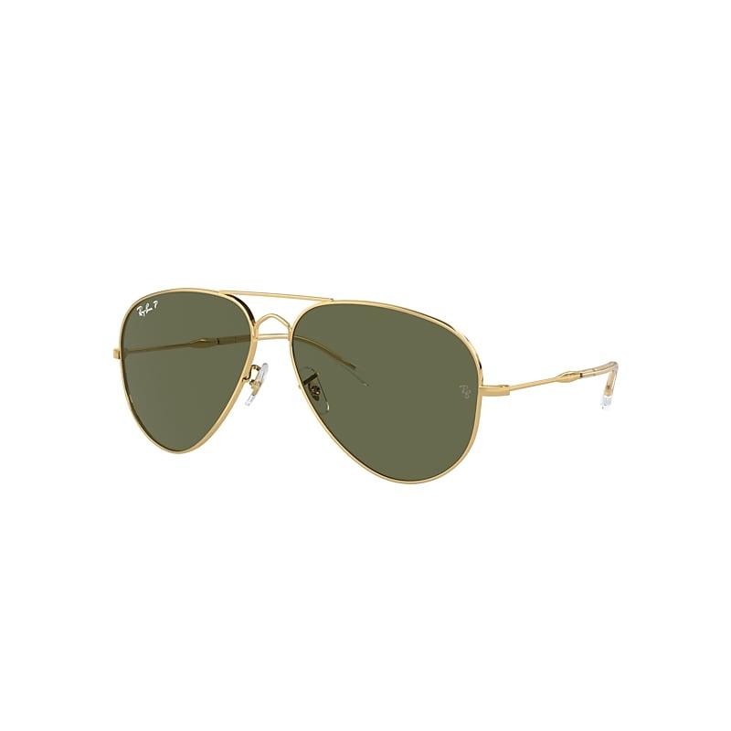 Ray-Ban Old Aviator Sunglasses Arista Gold Frame Green Lenses Polarized by RAY-BAN