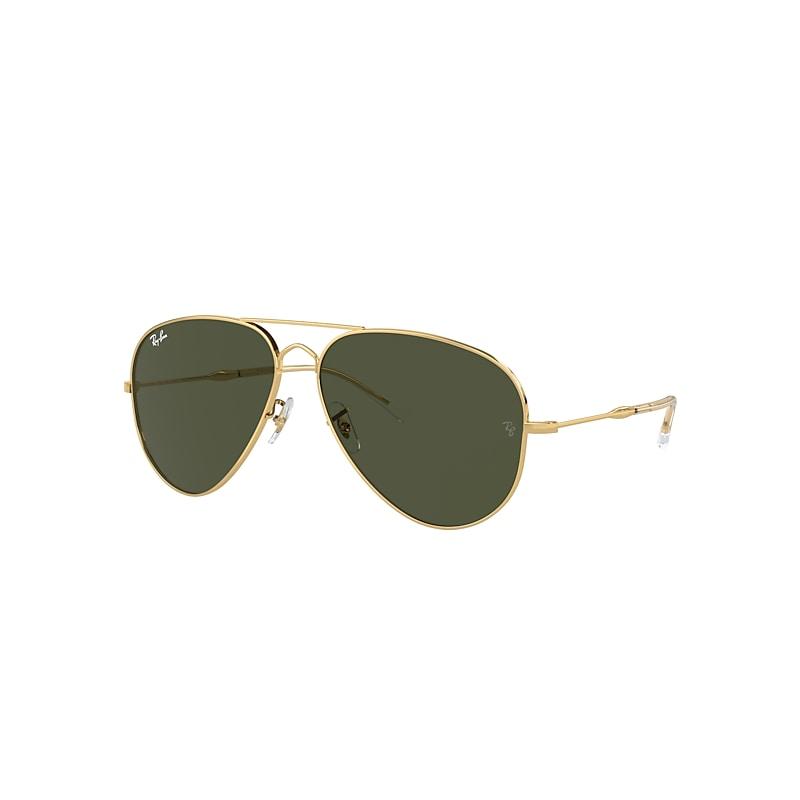 Ray-Ban Old Aviator Sunglasses Arista Gold Frame Green Lenses by RAY-BAN