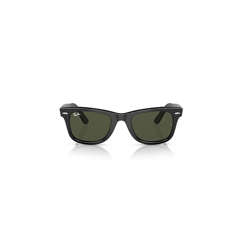 Ray-Ban Original Wayfarer Bio-based Sunglasses Black Frame Green Lenses by RAY-BAN