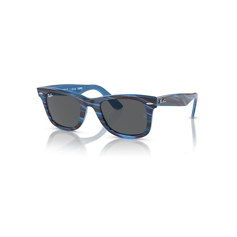 Ray-Ban Original Wayfarer Change Sunglasses Photo Striped Blue Frame Grey Lenses by RAY-BAN
