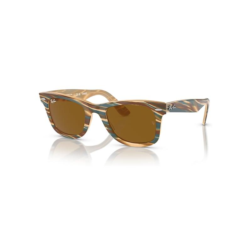 Ray-Ban Original Wayfarer Change Sunglasses Photo Striped Brown Frame Brown Lenses by RAY-BAN