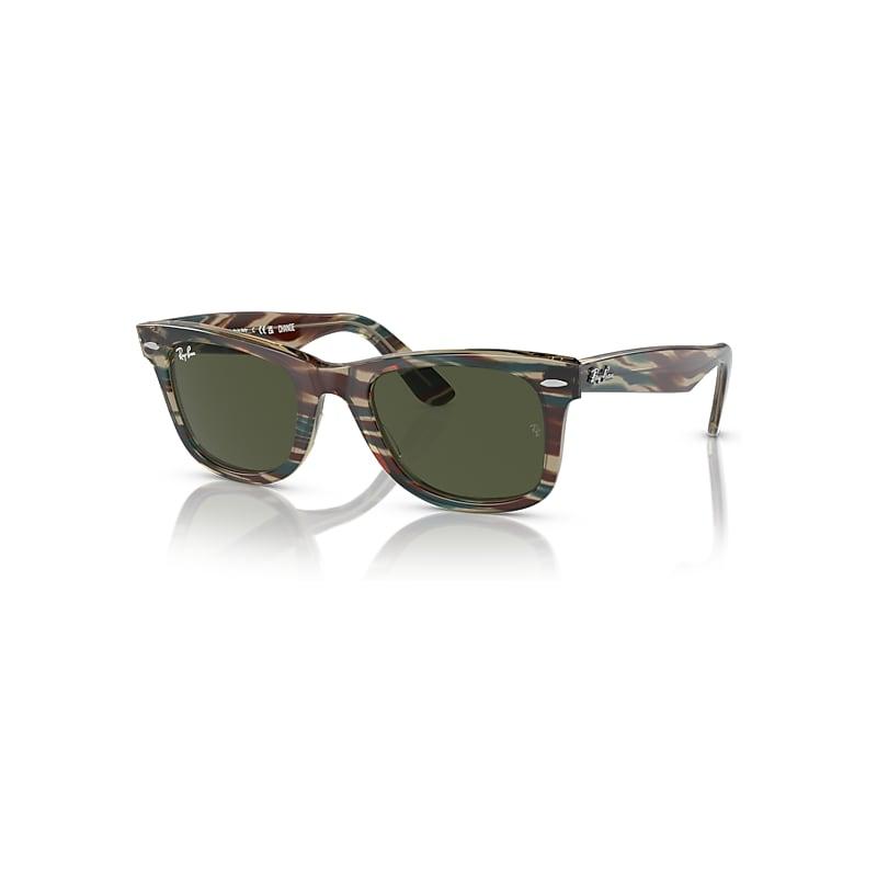 Ray-Ban Original Wayfarer Change Sunglasses Photo Striped Grey Frame Green Lenses by RAY-BAN