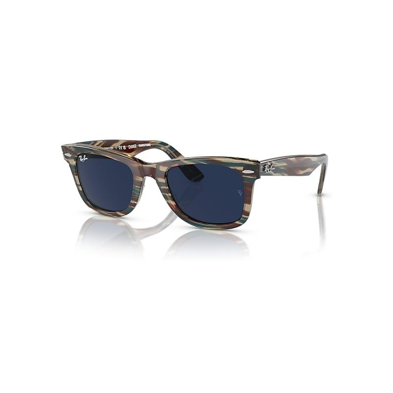 Ray-Ban Original Wayfarer Change Transitions® Sunglasses Photo Striped Grey Frame Clear Lenses by RAY-BAN
