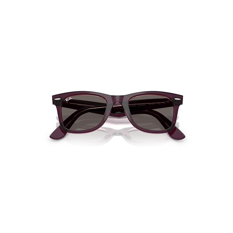 Ray-Ban Original Wayfarer Classic Sunglasses Violet On Transparent Pink Frame Grey Lenses by RAY-BAN