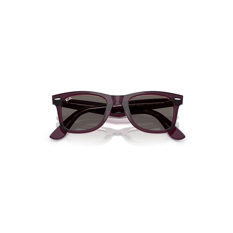 Ray-Ban Original Wayfarer Classic Sunglasses Violet On Transparent Pink Frame Grey Lenses by RAY-BAN