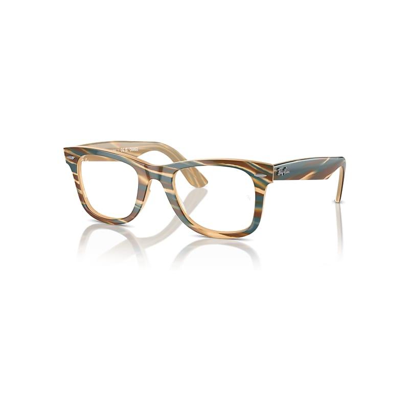 Ray-Ban Original Wayfarer Optics Change Eyeglasses Photo Striped Brown Frame Clear Lenses Polarized by RAY-BAN