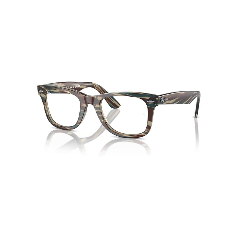 Ray-Ban Original Wayfarer Optics Change Eyeglasses Photo Striped Grey Frame Clear Lenses Polarized by RAY-BAN