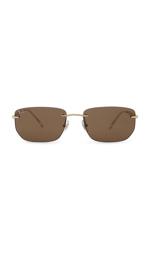 Ray-Ban RB3768 Rectangular Rimless Sunglasses in Brown by RAY-BAN