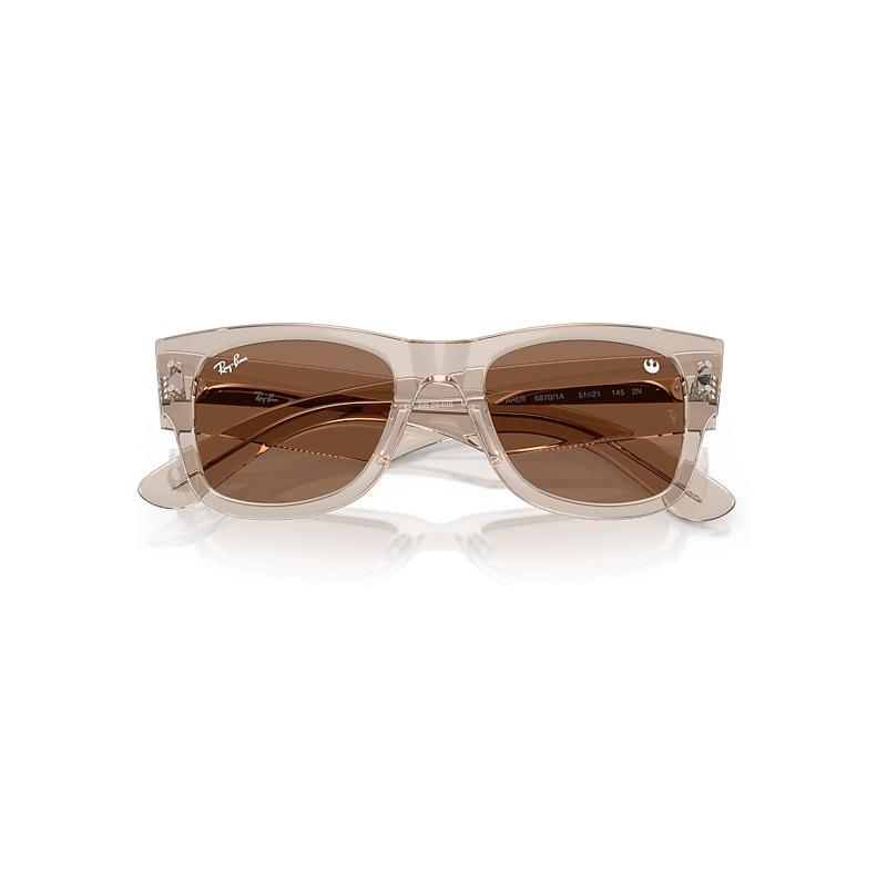 Ray-Ban Ray-Ban Star Wars™ – The Rebel Alliance Mega Wayfarer Sunglasses Transparent Light Brown Frame Brown Lenses by RAY-BAN