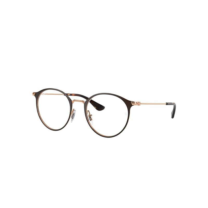 Ray-Ban Rb1053 Optics Kids Eyeglasses Brown On Rose Gold Frame Clear Lenses Polarized by RAY-BAN