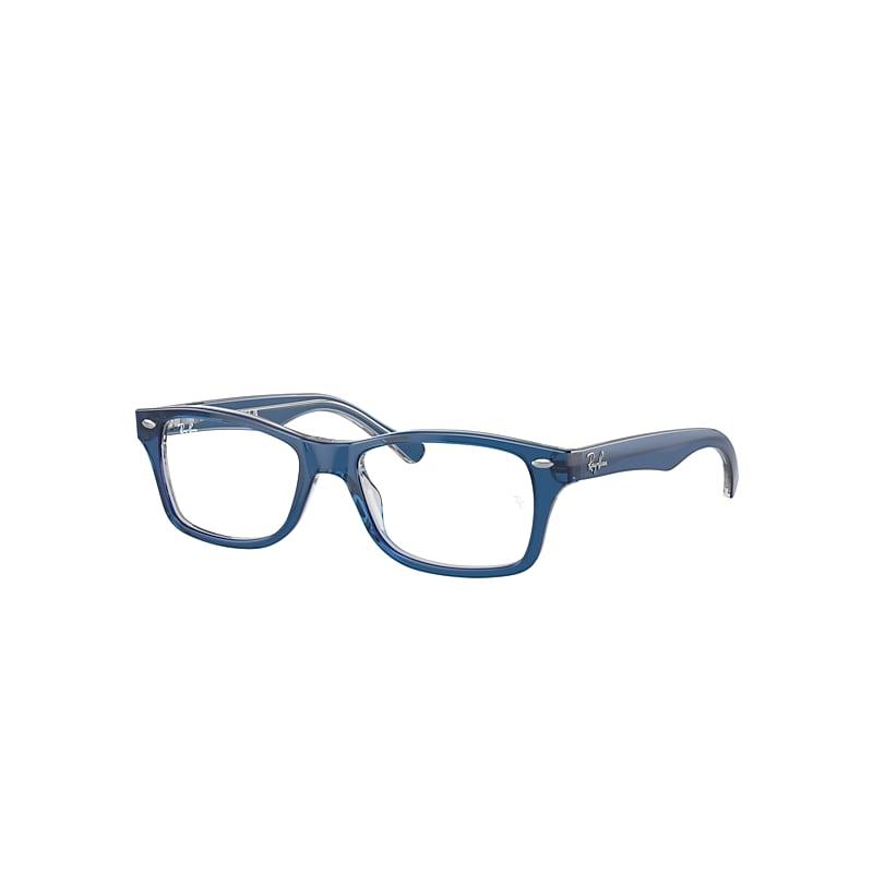 Ray-Ban Rb1531 Optics Kids Eyeglasses Top Dark Blue & Brown & Light Grey Frame Clear Lenses Polarized by RAY-BAN