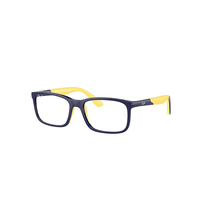 Ray-Ban Rb1621 Optics Kids Bio-based Eyeglasses Dark Blue On Yellow Frame Clear Lenses Polarized by RAY-BAN