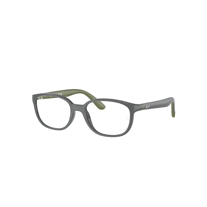 Ray-Ban Rb1632 Optics Kids Bio-based Eyeglasses Dark Grey On Green Frame Clear Lenses by RAY-BAN